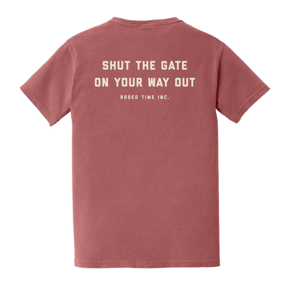Rodeo Time "Shut The Gate" Red Tee Shirt