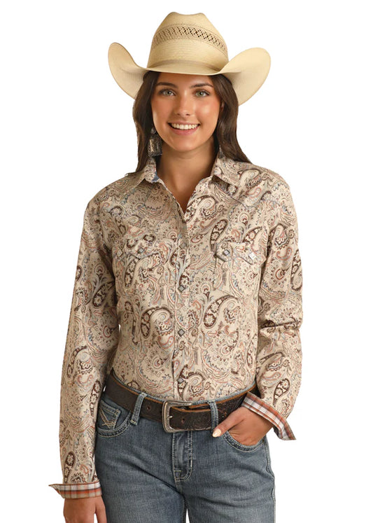 Brown/cream/gray Paisley Shirt