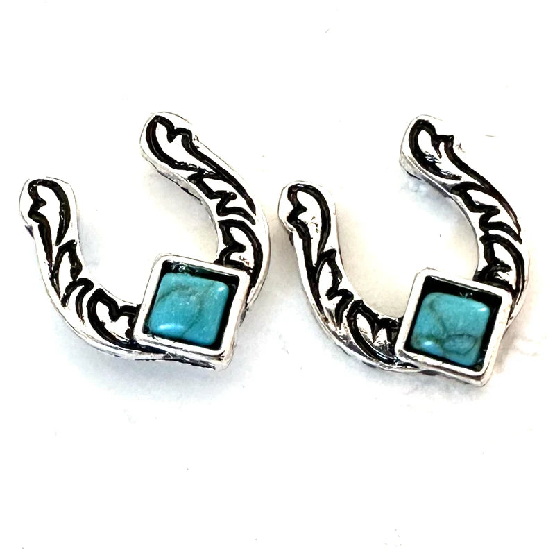 Horseshoe Turquoise Stud Earrings