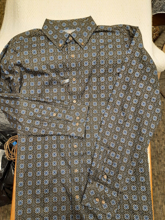 Mens Panhandle Tuff Cooper Brown/Blue Shirt