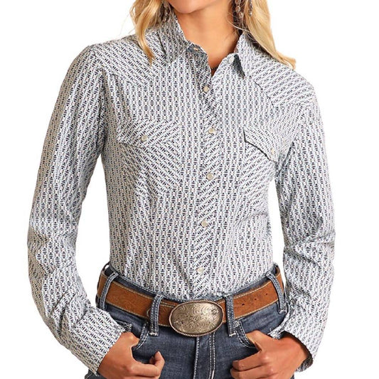 Panhandle Slim White/Burgundy/Blue Geometric Snap