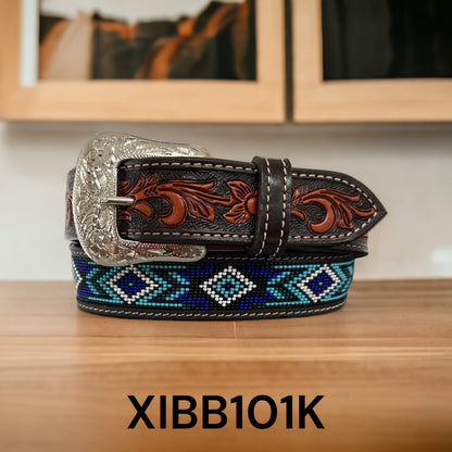 Boys Twisted X Blue Beaded Belt X1BB-101K