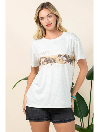 Womens Running Horses Tee Shirt