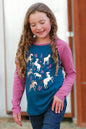 Blue/pink Foil Horse Raglan Tee