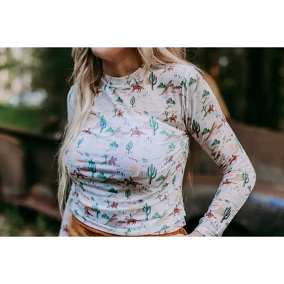 Western Theme Mesh Top