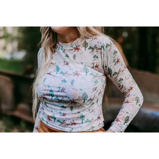 Western Theme Mesh Top