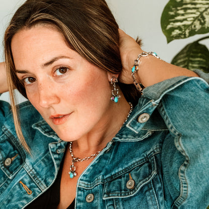 Snaffle Bit Earrings with Turquoise and AB Stones
