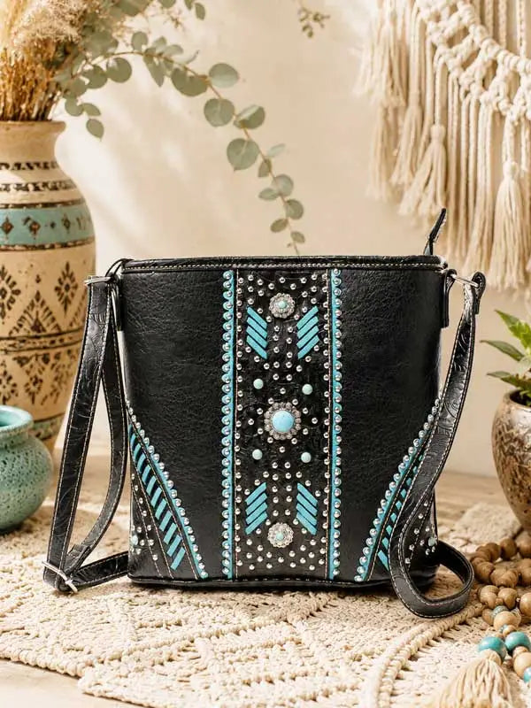 MC Handbags Turquoise Conchos, Studded and Laced Purses