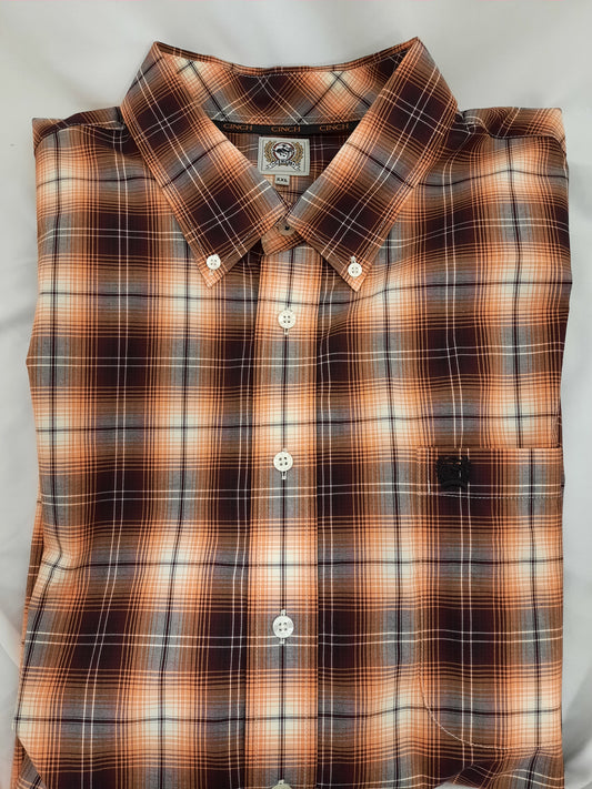 Mens Cinch Burgundy Plaid Shirt