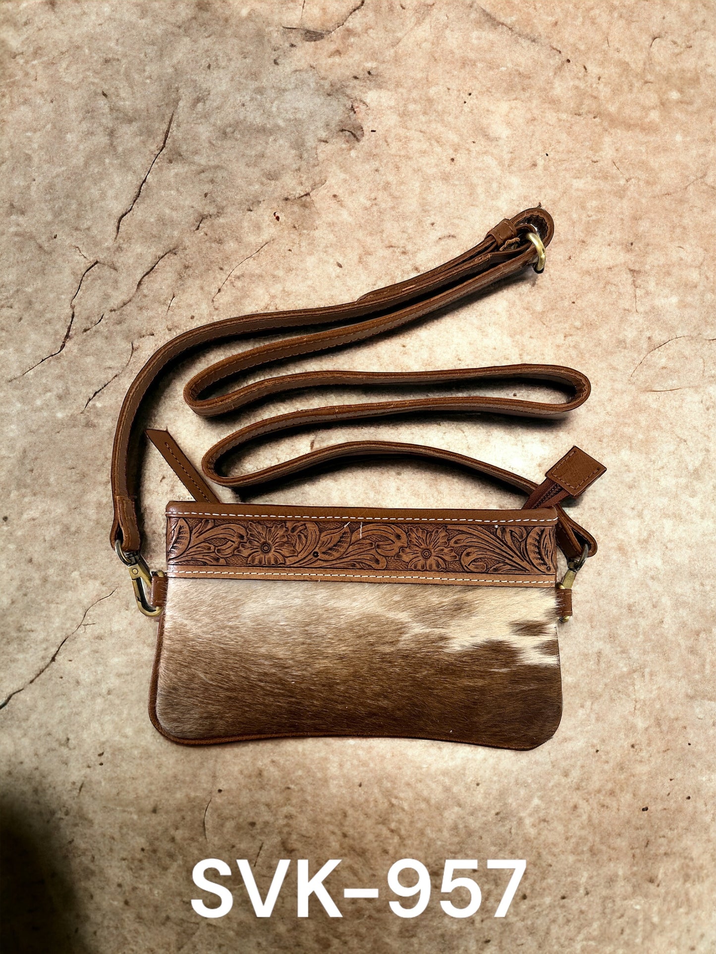 SVK Leather Crossbody Leather Handbags Tooled Accents